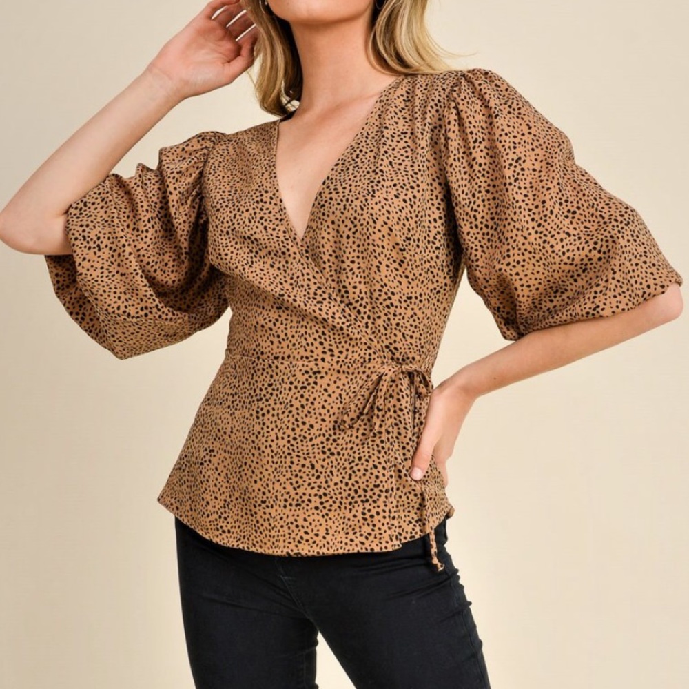 RESET BY JANE In The Wild Peplum Wrap Blouse NWT!!
